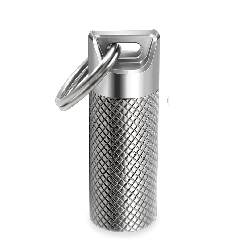Edc Pill Carry - Titaniumlegering Mini Waterdicht Magazijn Sleutelhanger Pillendoosje